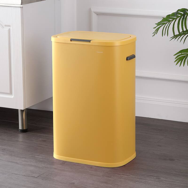 happimess Tammi Kitchen 14.5-Gallon Slim Metal Push Button Trash Can - Daffodil Yellow