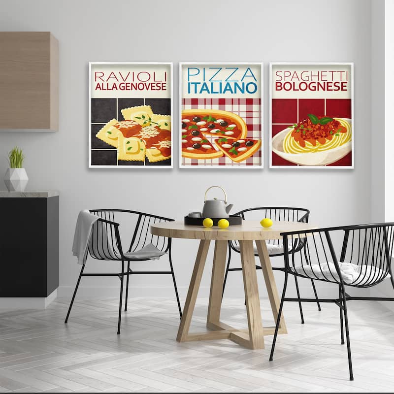Stupell Classic Italian Pasta Meals Framed Giclee Art Design By Kim Allen (Set of 3)