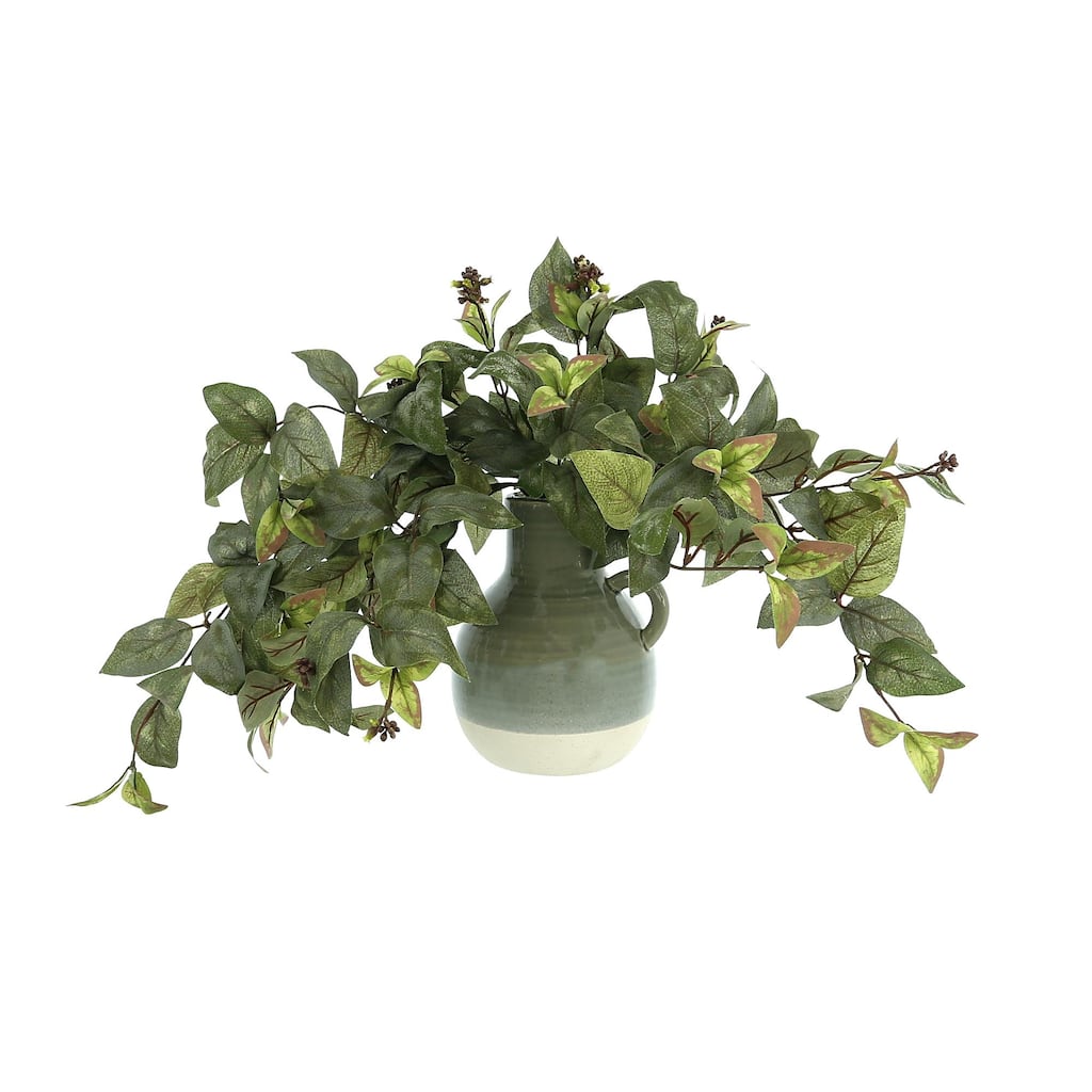 Ivy Arrangement in a Ceramic Vase with Handle - Green
