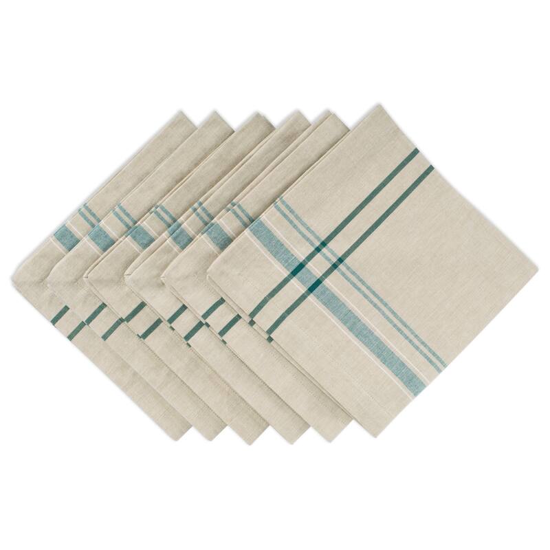 Design Imports Black French Stripe Napkin Set (Set of 6) - Teal