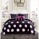 preview thumbnail 1 of 25, VCNY Home Sophie Polka Dot Bed-in-a-Bag Comforter Set Black/Pink - Full