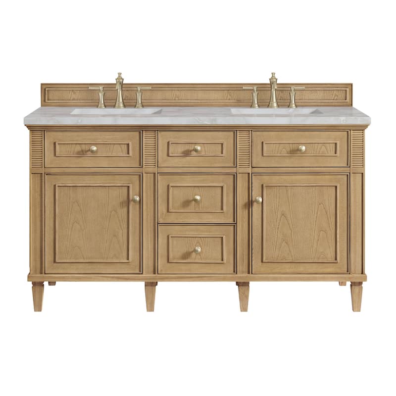 James Martin Vanities 424-V60D-3VSL Lorelai 60" Double Basin Wood - Light Natural Oak - Oak Finish