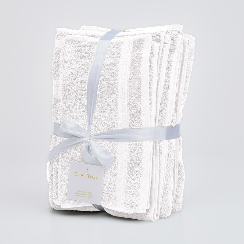 Classic Touch 6-Piece 100 Cotton Towel Set