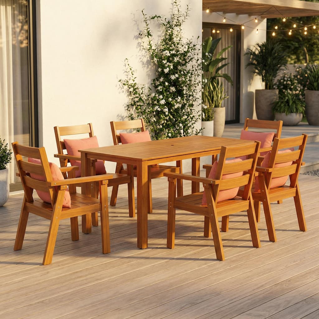 The large 70.9" rectangular patio table comfortably seats six people, perfect for family meals and outdoor gatherings.