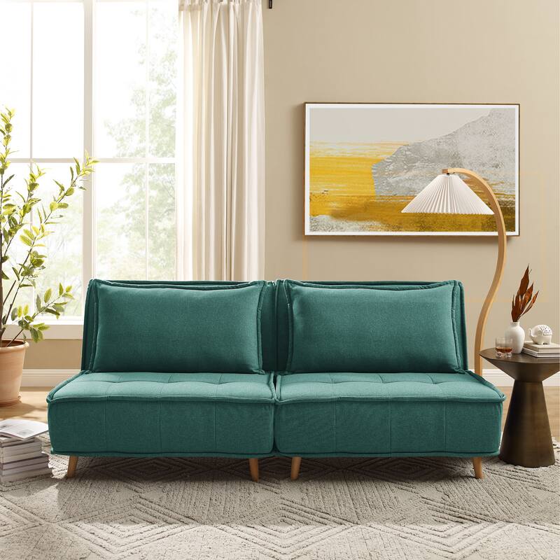 Art Leon Folding Convertible Futon Sleeper Sofa Chair (Set of 2) - Green