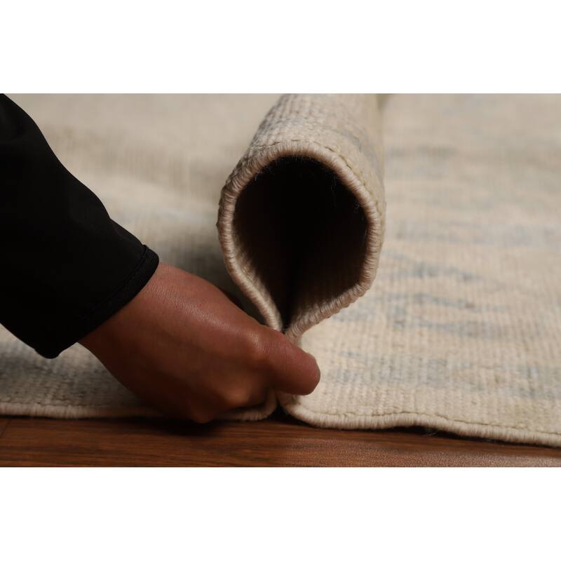 Oushak Turkish Area Rug Vegetable Dye Hand-Knotted Beige Wool Carpet - 7'9"x 10'2"