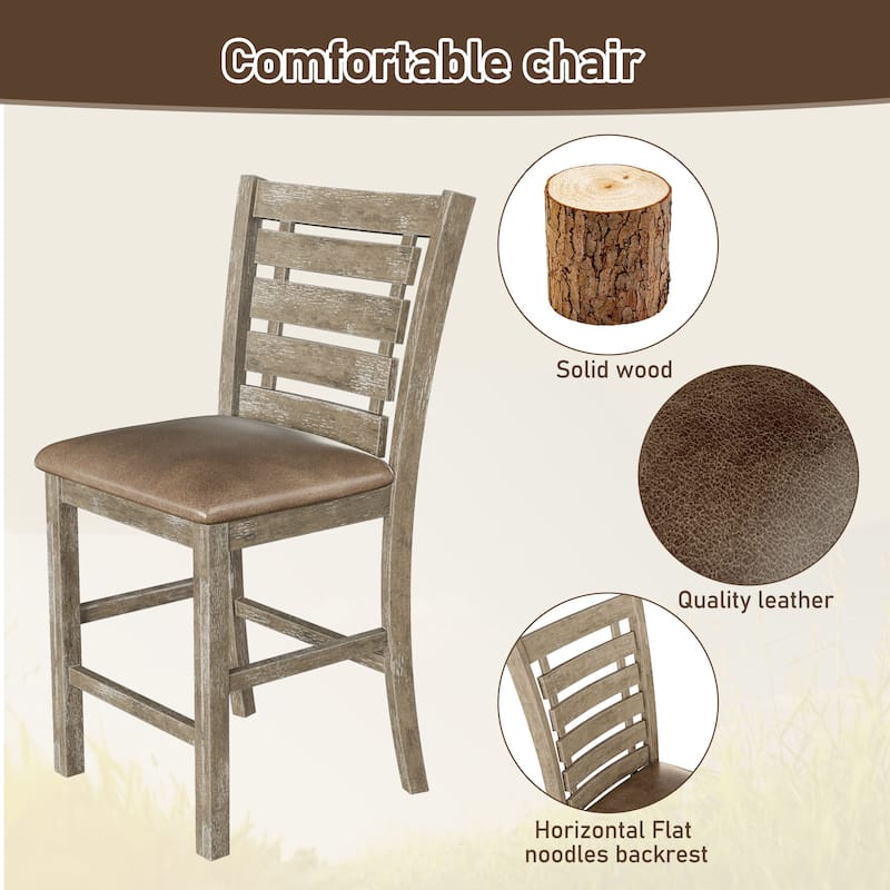 Set of 2 Solid Wood Ladder Back Dining Chairs