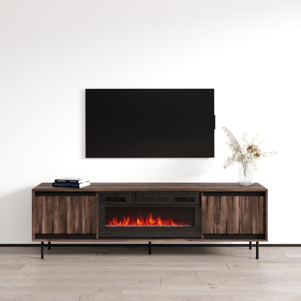 Meble Furniture Swing 180 BL-EF Electric Fireplace TV Stand for up to 80" TVs - 71"W x 21.7"H x 15.7"D - Matte Finish, Fits