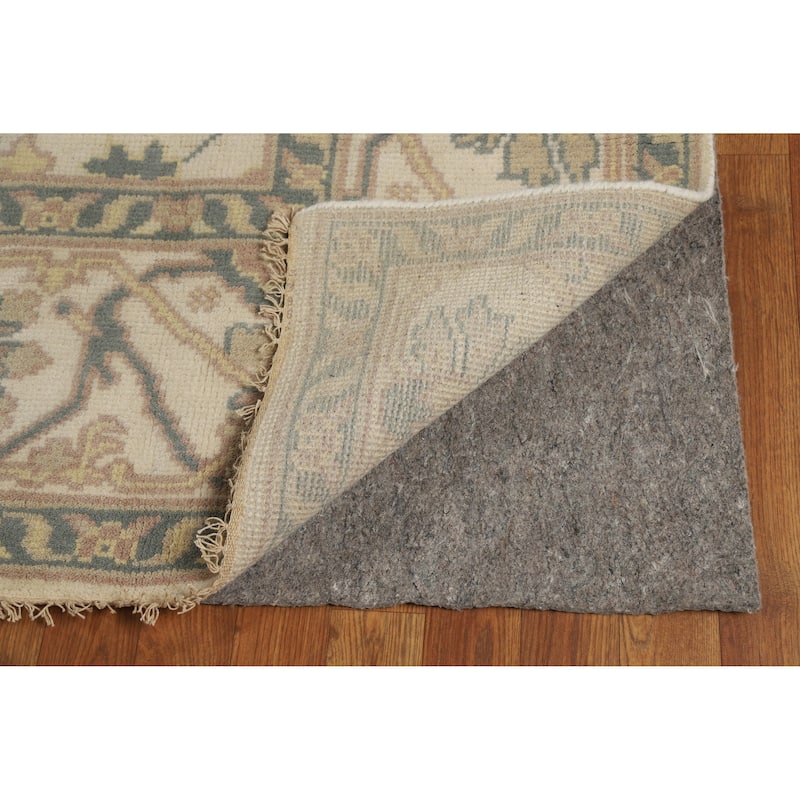 Earth Tone Oushak Indian Area Rug Hand-Knotted Wool Carpet - 7'11" x 10'3"