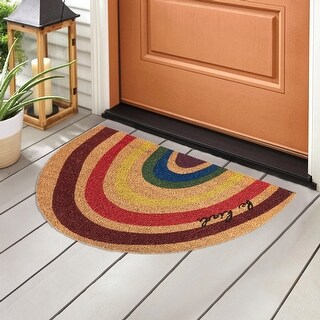 Rainbow Stripes Coir Doormat Cheerful Entry Rug for Indoor and Outdoor ...