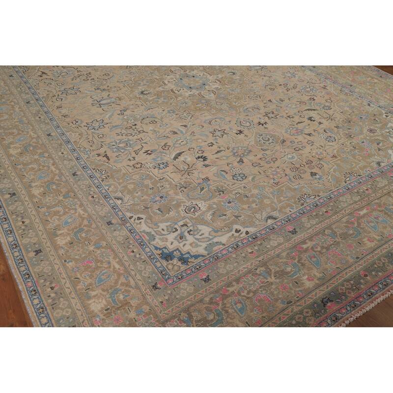 Traditional Mashad Persian Area Rug Hand-Knotted Wool Carpet - 9'7"x 12'3"