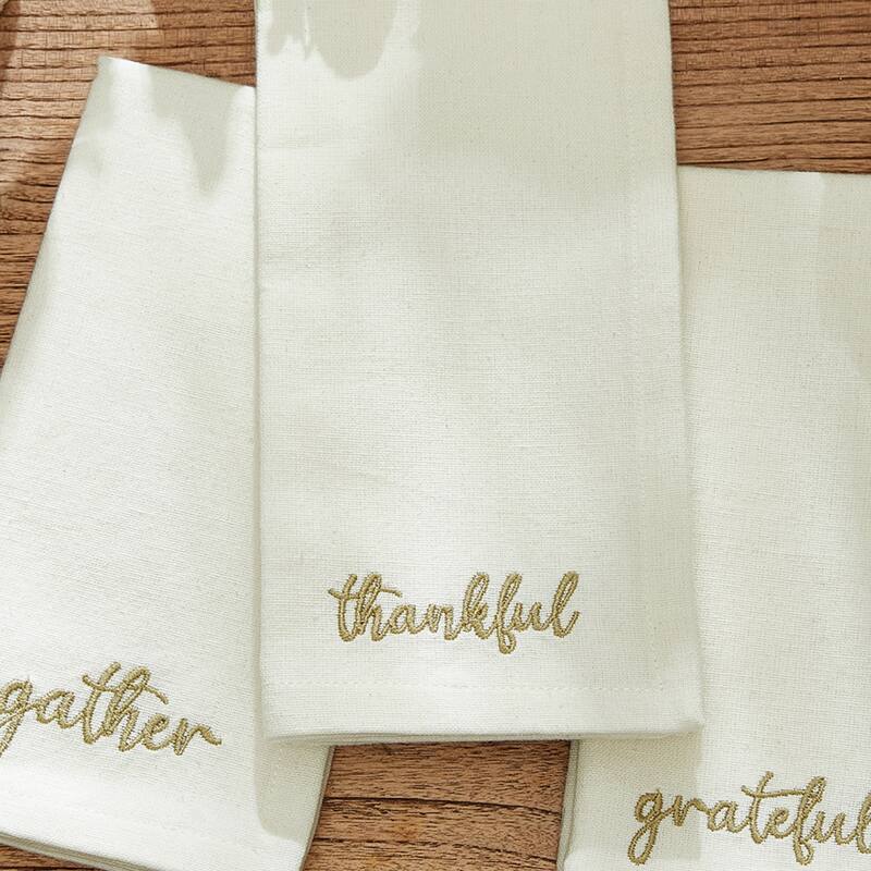 Harvest Sentiment Embroidered Napkins, Set of 4