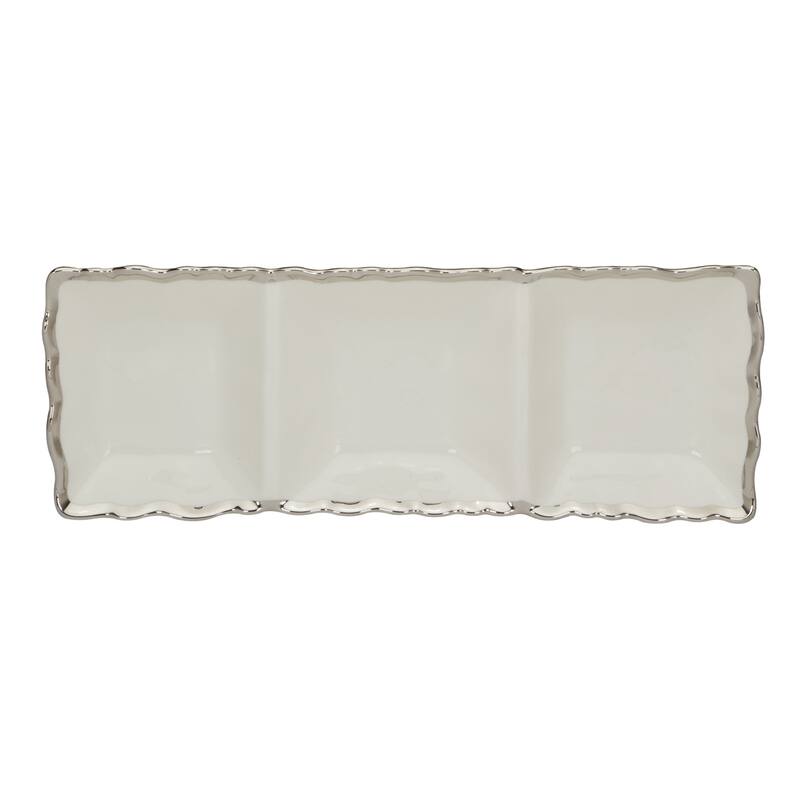 Certified International Regency Silver 3 Section Tray 15" X 5.5" - 15" x 5.5" x 1.75"