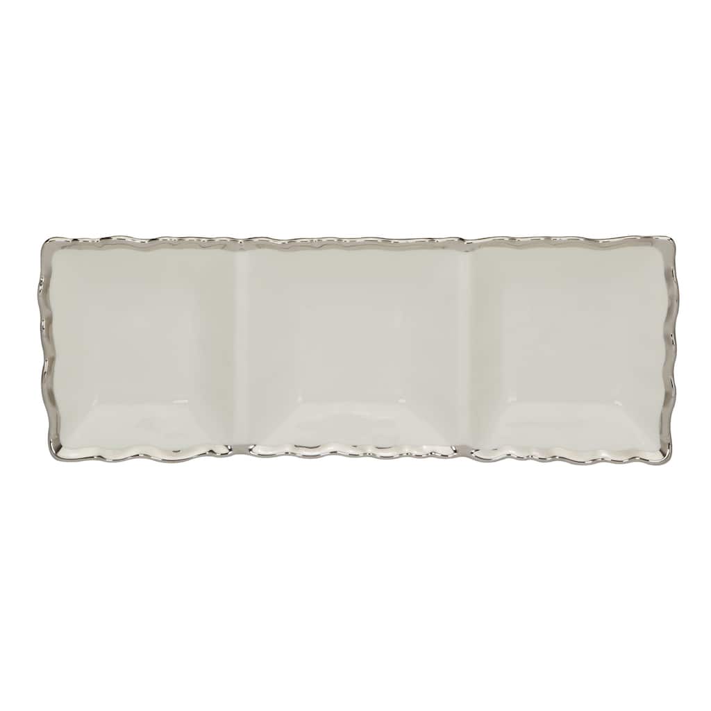 Certified International Regency Silver 3 Section Tray 15" X 5.5" - 15" x 5.5" x 1.75"