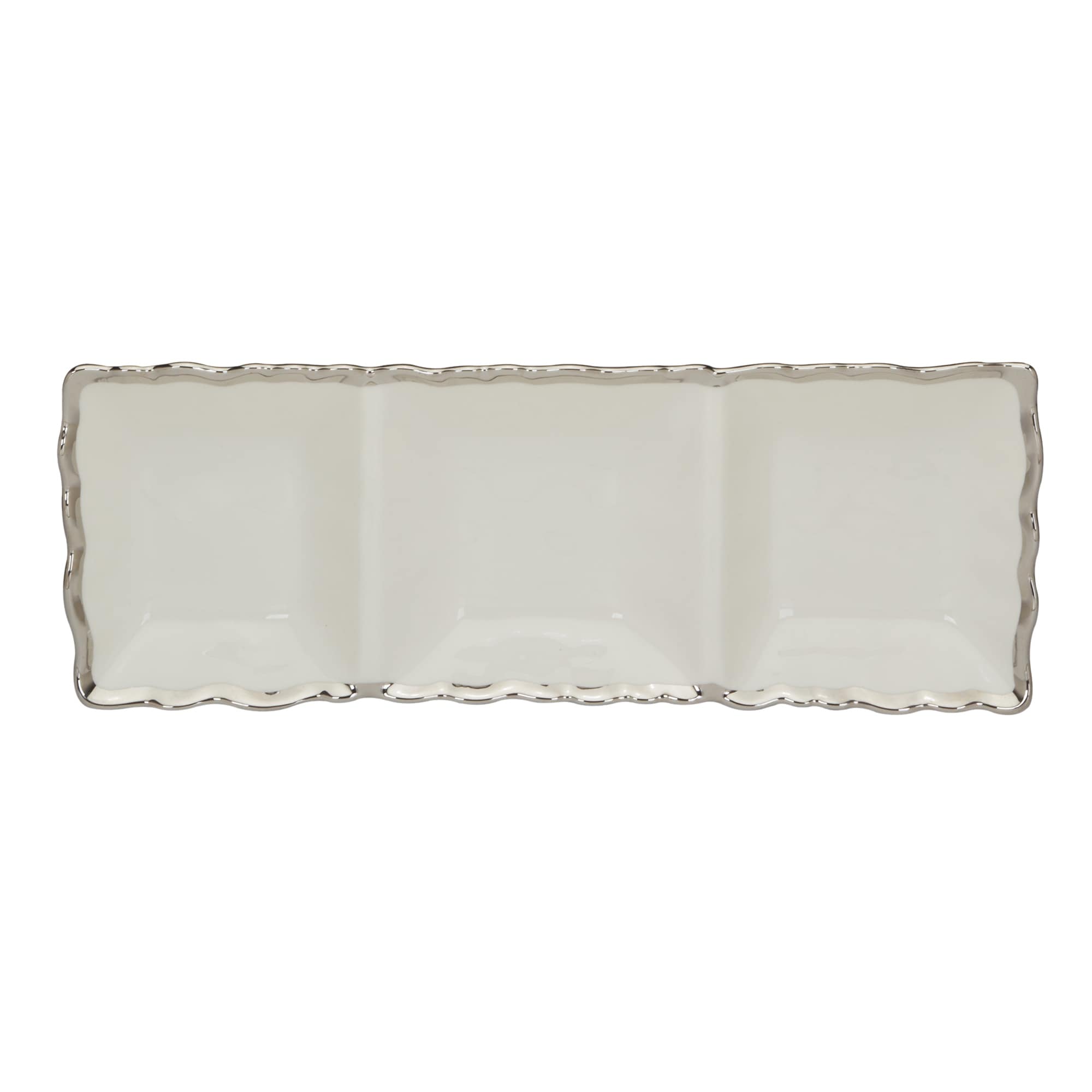 Certified International Regency Silver 3 Section Tray 15" X 5.5" - 15" x 5.5" x 1.75"