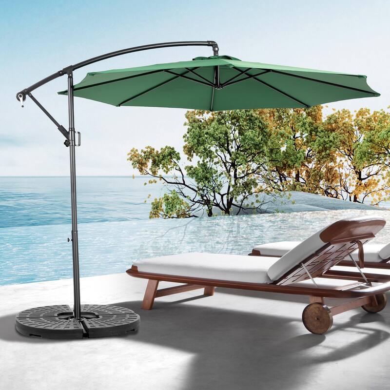 9.64 ft. Steel Market Outdoor Patio Umbrella with 8 Ribs, Offset Hanging Umbrella with Easy Tilt Adjustment