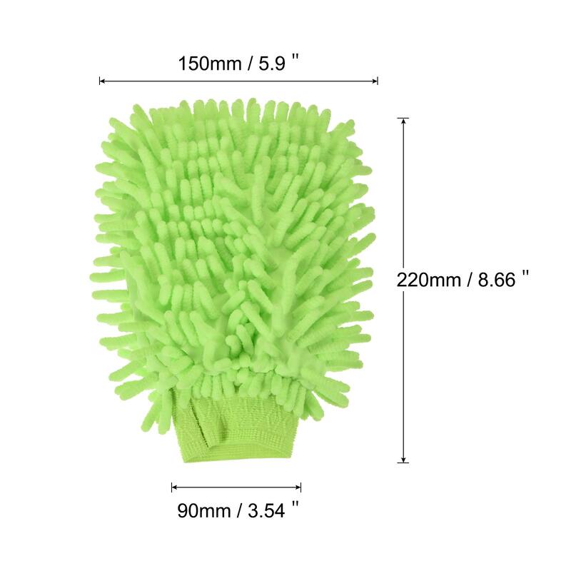 Microfiber Soft Chenille Wash Mitten Dusting Glove for House Cleaning - Light Green