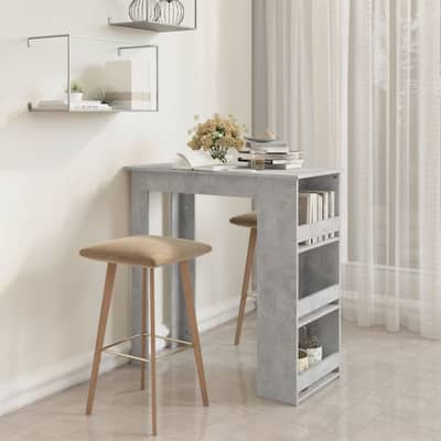 vidaXL Bar Table Kitchen Pub Bistro Table with Storage Rack Engineered Wood - 40.2" x 19.7" x 40.7"