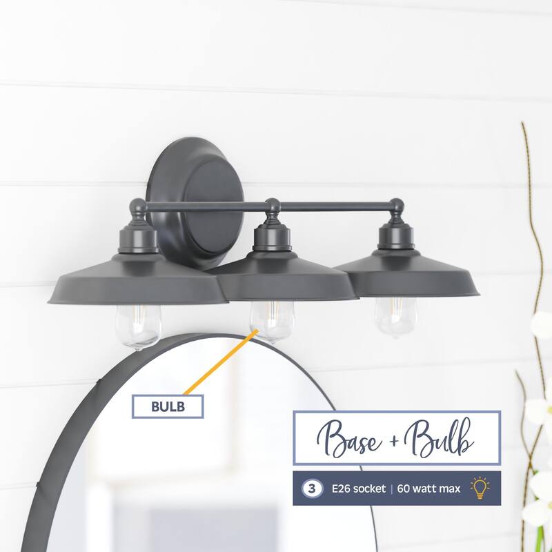 Prominence Home Lyndan, Indoor Vanity & Bathroom Light, Matte Black & Brushed Nickel Finishes - 3-Light