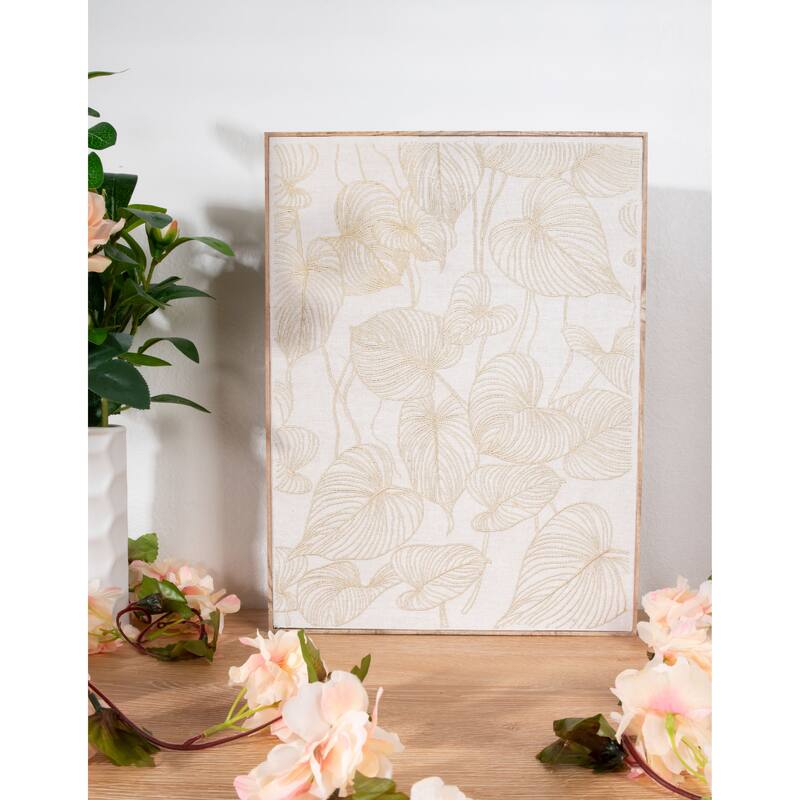 JoJo Fletcher Embroidered and Wood Framed Wall Art - 16 x 12