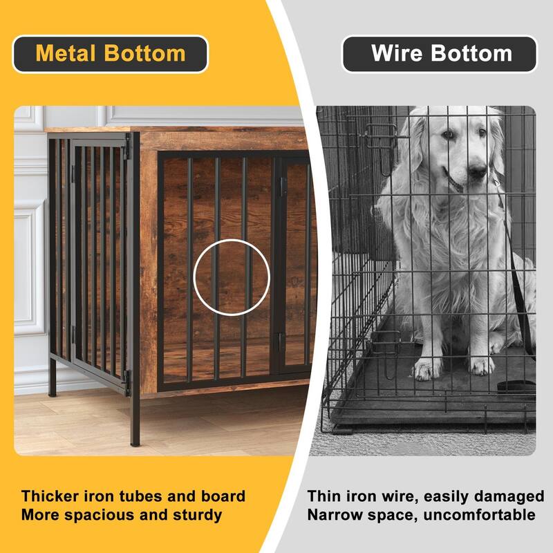 BOSSIN Chew-Proof Large Dog Crate Furniture - Heavy-Duty XL Kennel for Anxiety Relief, Indoor Metal Frame