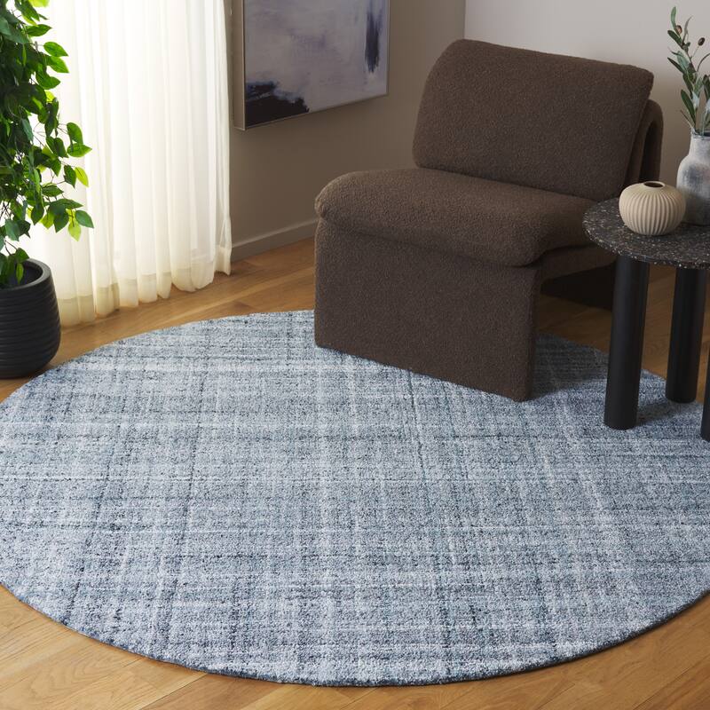 SAFAVIEH Handmade Abstract Sigrin Contemporary Rug - 6' Round - Aqua/Grey