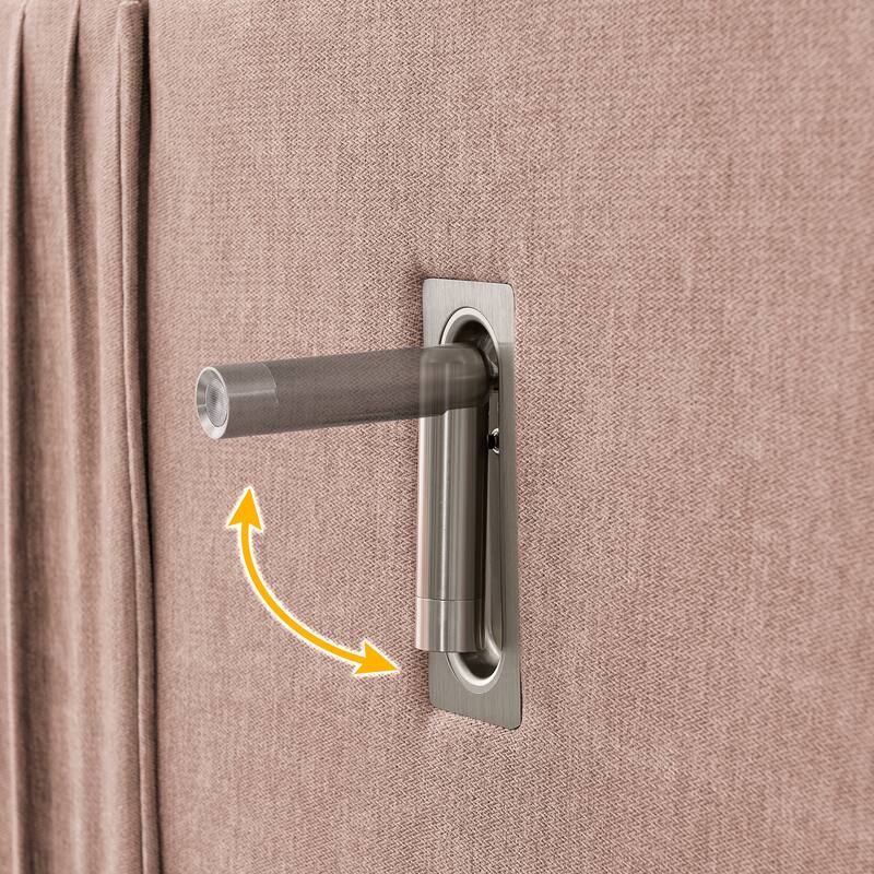 Roomfitters King Upholstered Chenille Platform Bed with Pleated Headboard and Built-In Bedside Tables, Solid Frame