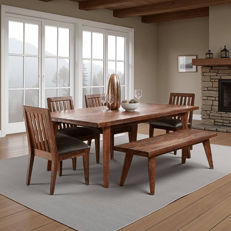 Kerry Dining Table, Light Brown Acacia Wood, Rectangular 86 Inch Top