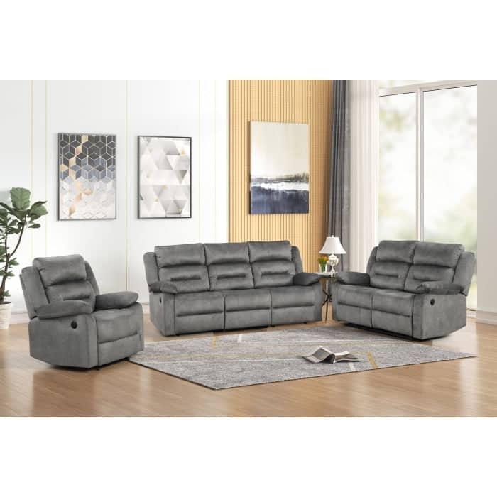 3Pc Power Reclining Sofa Couch Set, Modern Living Room Set - Grey