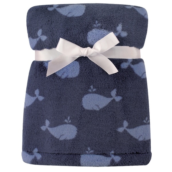 slide 1 of 1, Hudson Baby Infant Boy Super Plush Blanket, Whales, One Size - Whale - One Size One Size - Whale