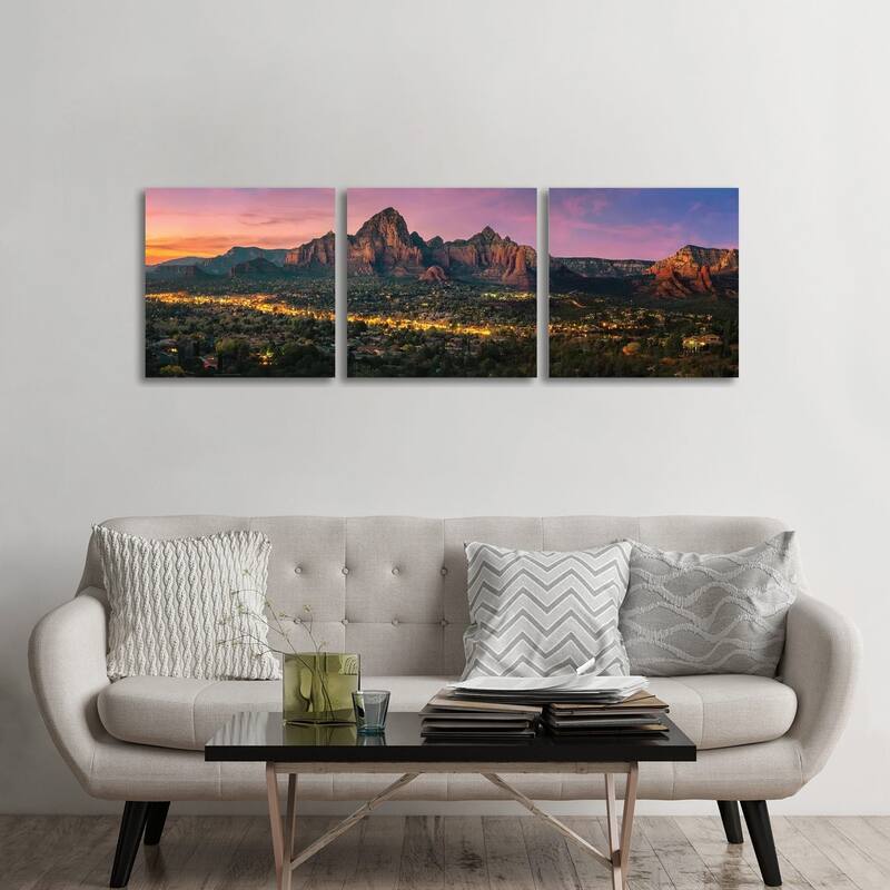 iCanvas "Sunset In Sedona Arizona" by Jonathan Ross Photography 3-Piece Canvas Wall Art Set - 24x72x1.5