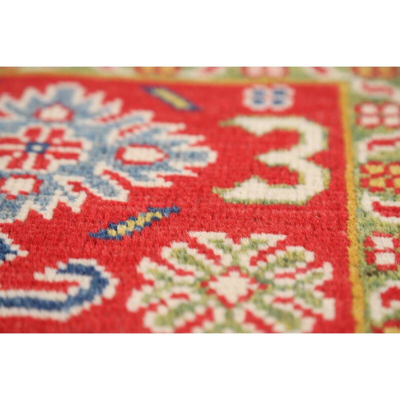 Traditional Geometric Red Kazak Foyer Rug Handmade Wool Carpet - 2'0" x 3'0"