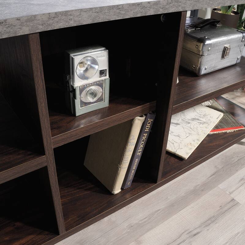 Engineered Wood Industrial Credenza For TVs up to 60", Brown - 55.35"W x 17.72"D x 23.27"H