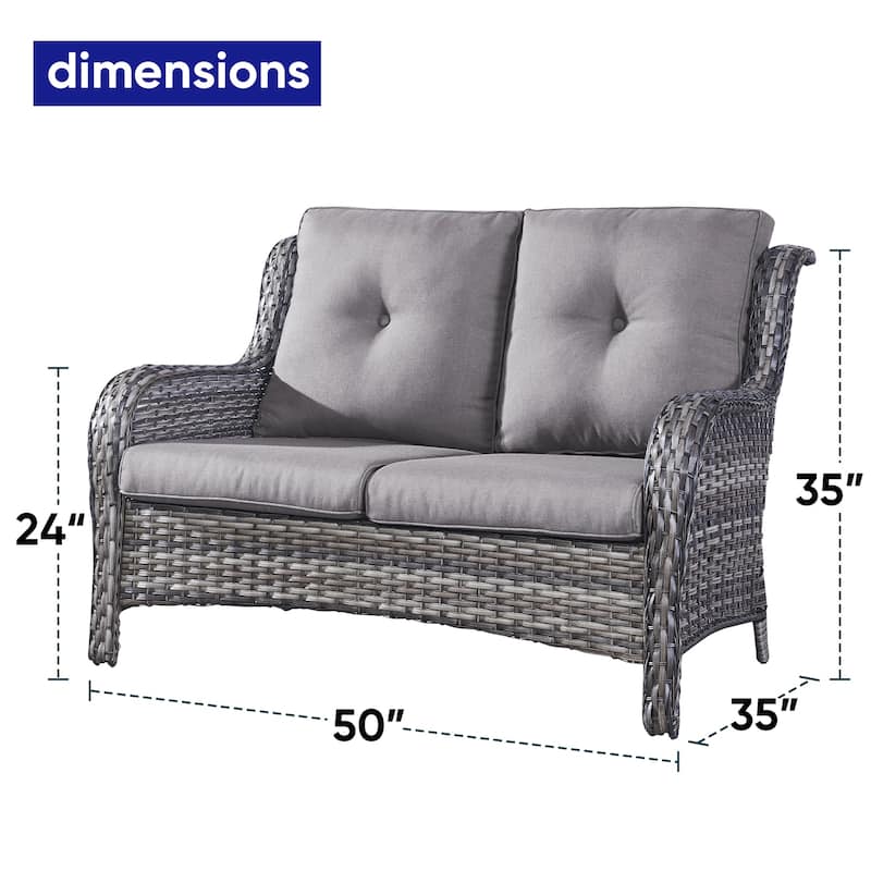 Gymojoy Stylish Patio Loveseat 2 Seat Sofa with Water-Resistant Olefin Cushions