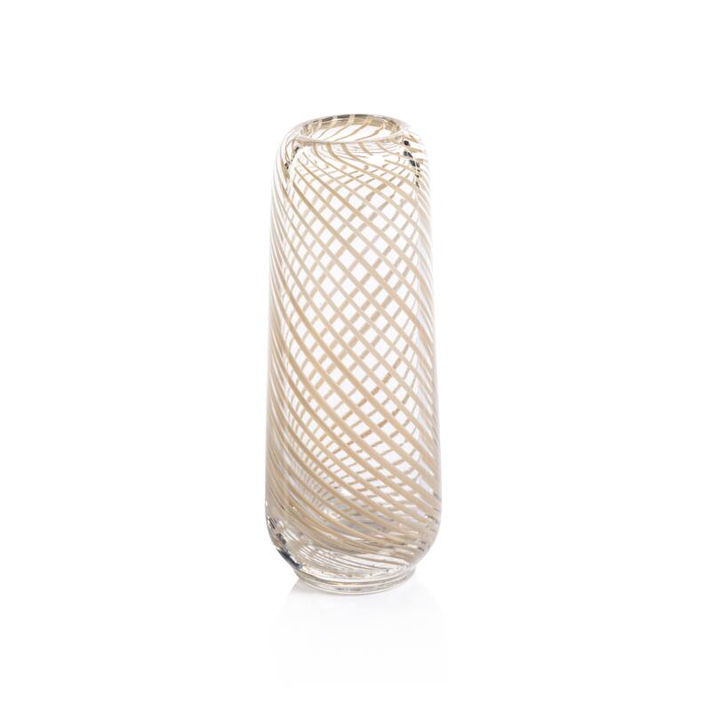 Chantilly Swirl Glass Bud Vase - Beige - Tall Narrow- 2.75" x 6.25"