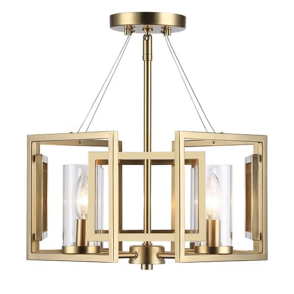slide 2 of 8, Golden Lighting Marco 4-light Semi-Flush Mount in Brushed Champagne Brass - Brushed Champagne Bronze - 4-Light Semi-flush