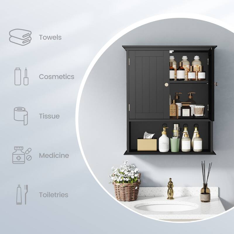Costway Wall Mount Bathroom Cabinet Storage Organizer Medicine Cabinet