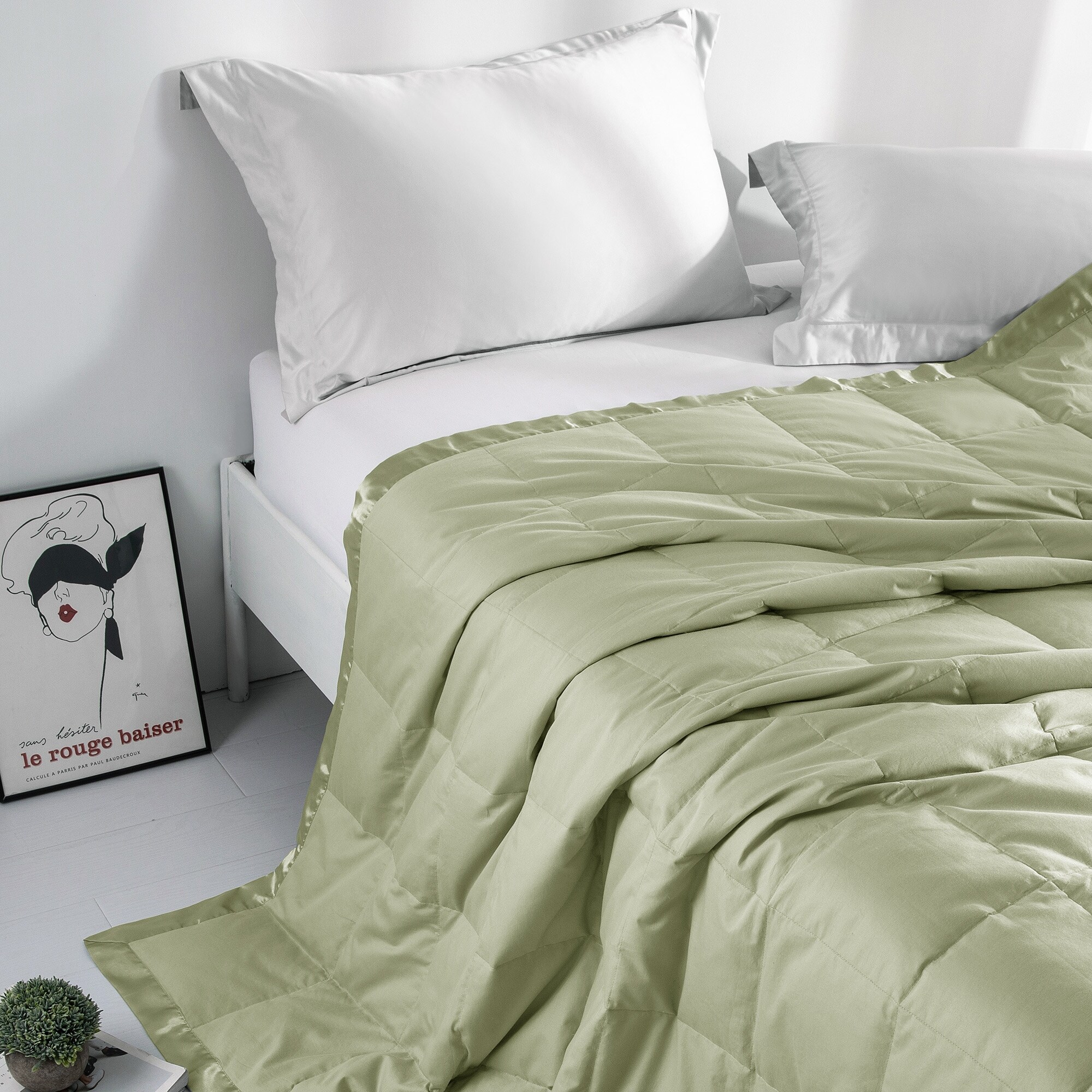Lightweight Cooling Tencel White Down Blanket Oversize Satin Trim Design Cool Touch Comforter Bed Bath Beyond 32501353