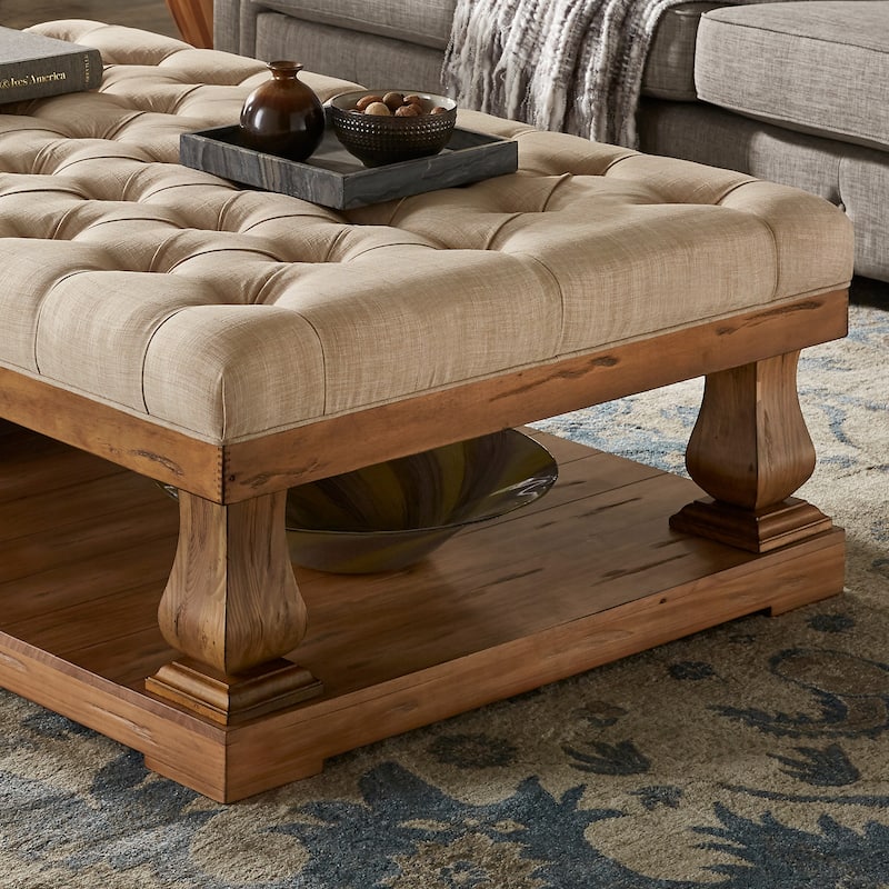 Knightsbridge Linen Baluster Coffee Table Ottoman by iNSPIRE Q Artisan