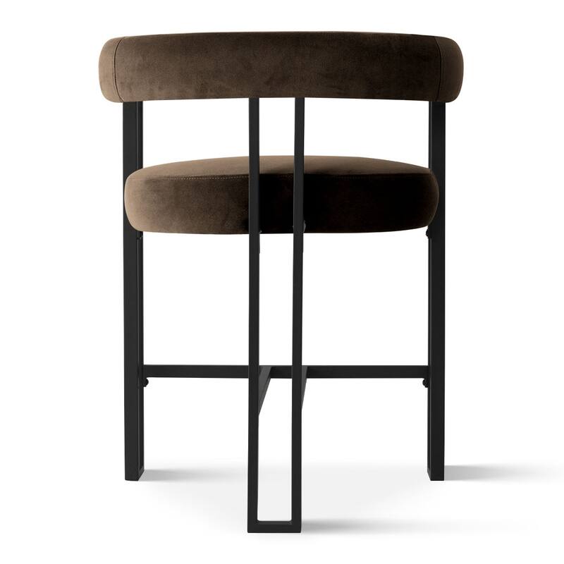 24" Seat Height Upholstered Velvet Solid back Counter Stool (Set of 2)