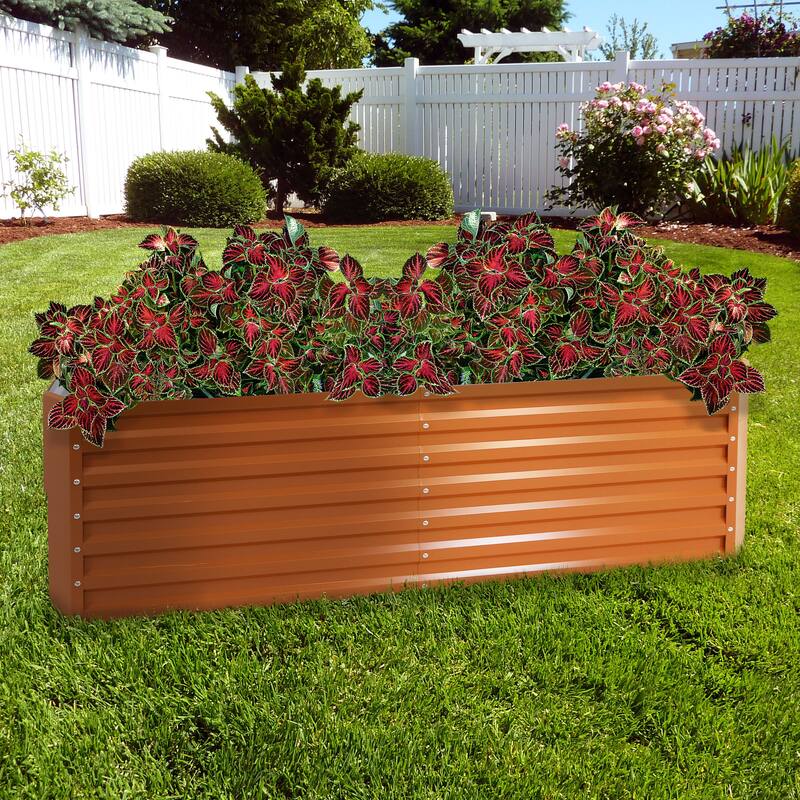 Sunnydaze Galvalume Steel Raised Garden Bed - 71" Rectangle - Brown