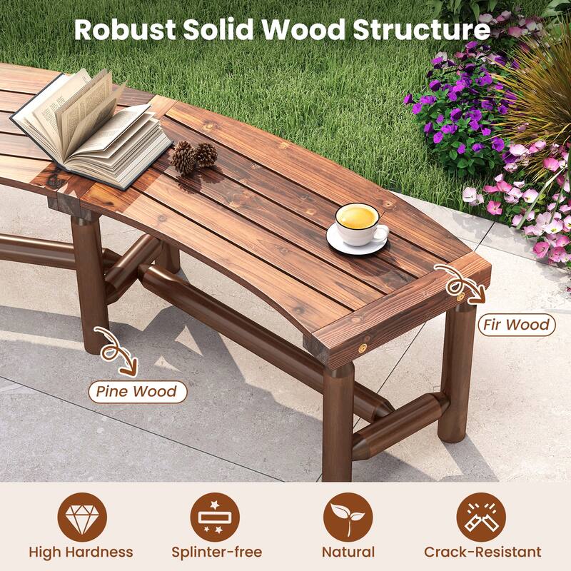 Gymax 2PCS Patio Curved Bench for 2-3 People Outdoor Loveseat for