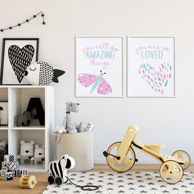 Stupell Pastel Inspirations with Dragonfly Framed Giclee Art Design By Kim Allen (Set of 2)