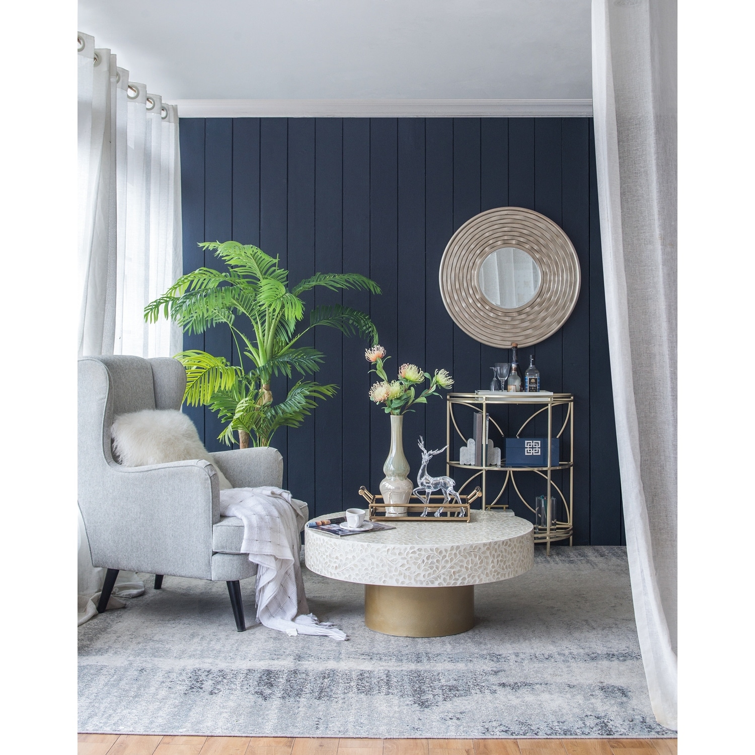 D31.3 x2" Round Wall Mounted Mirror Home Decor for Bathroom Living Room