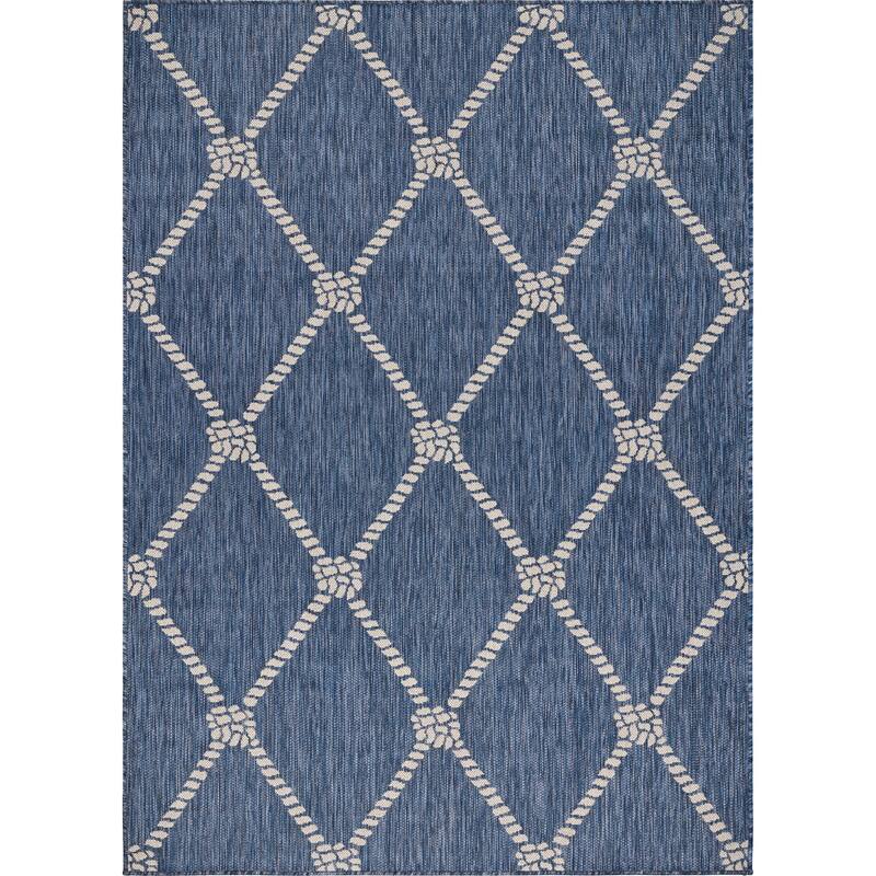 Sevita Tides Nautical Rope Knot Blue/White Indoor/Outdoor Area Rug