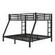 preview thumbnail 10 of 9, Black Full XL over King Size Metal Bunk Bed with Fence, Ladder, and Noise-Reducing Design