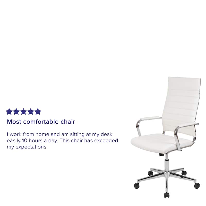 High Back LeatherSoft Contemporary Ribbed Executive Swivel Office Chair