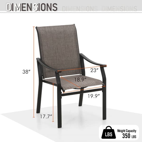 dimension image slide 1 of 3, MAISON ARTS 9-Piece Patio Dining Set, 60 Inch Square Metal Table and 8 Textilene Fabric Padded Armchairs