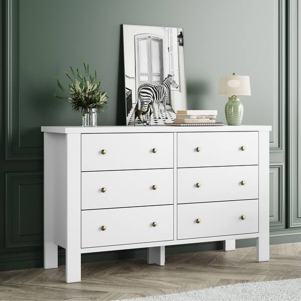 White/Brown Dresser for Bedroom with 6 Drawers - Bed Bath & Beyond