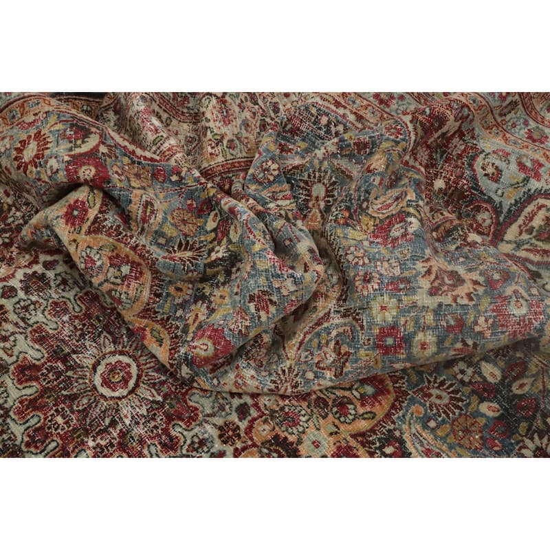 Hand Knotted Oriental 100% Wool Carpet Traditional Floral Navy Blue & Blues Dorokhsh Area Rug - 10' 5'' X 7' 4''
